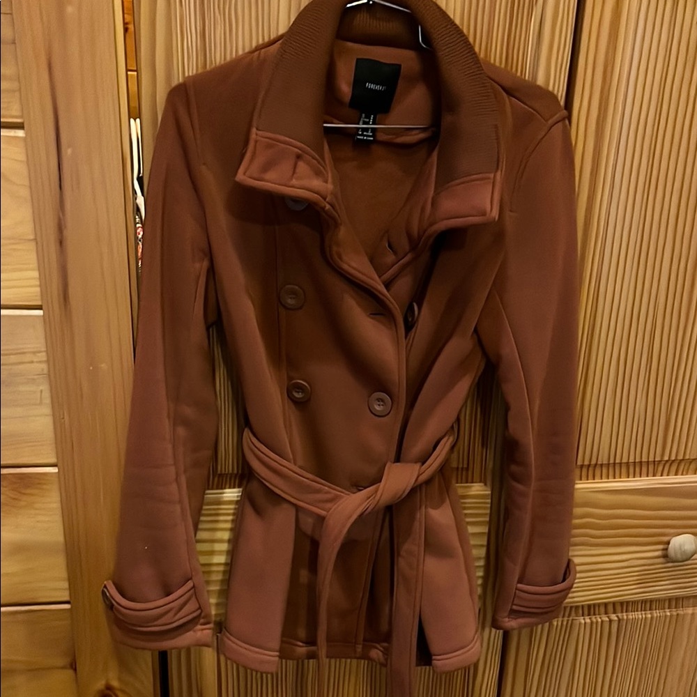 Forever 21 Brown Trench Coat with Belted Closure and Wide Collar